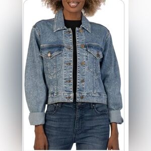Kut from the Kloth Blue Jean Jacqueline Crop Jacket Denim Size small